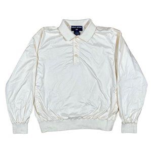 Vintage Polo Sport Ralph Lauren‎ Men's L White Cream Lined Pullover Windbreaker